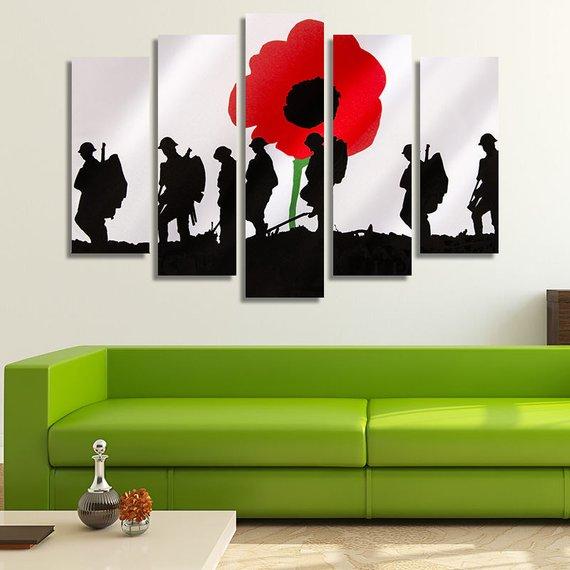Memorial Day - Abstract 5 Panel Canvas Art Wall Decor Memorial Day - Abstract 5 Panel Canvas Art Wall Decor