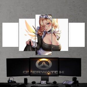 Mercy Maid Sexy Art Work - Gaming 5 Panel Canvas Art Wall Decor