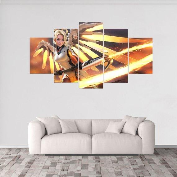 Mercy Overwatch 2 - Gaming 5 Panel Canvas Art Wall Decor Mercy Overwatch 2 - Gaming 5 Panel Canvas Art Wall Decor