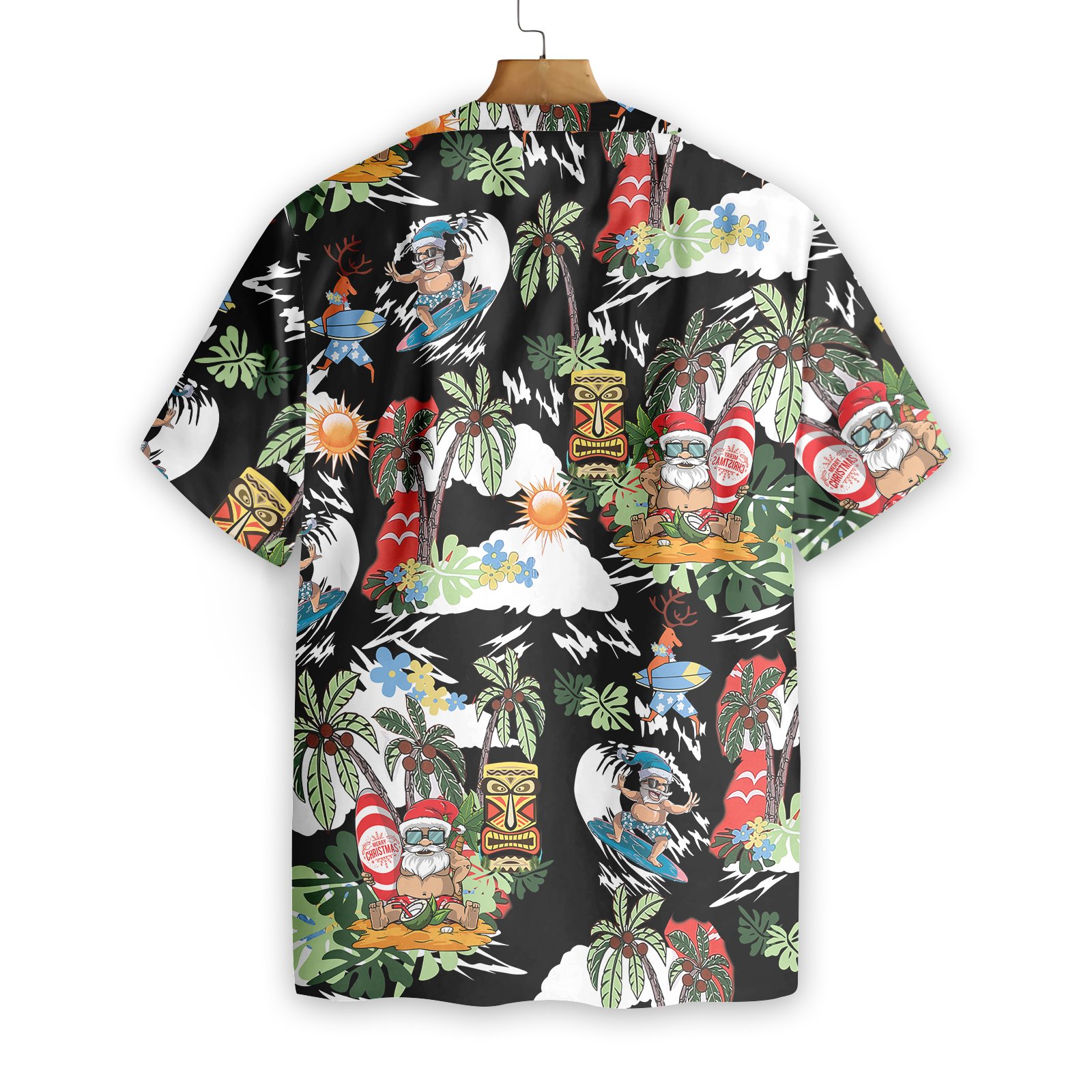 Merry Christmas Santa Claus Surfing Tiki Hawaiian Shirt Merry Christmas Santa Claus Surfing Tiki Hawaiian Shirt