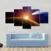 Meteor Approaching Mars Atmosphere - Space 5 Panel Canvas Art Wall Decor
