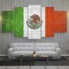 Mexico Mosaics Flag - Abstract 5 Panel Canvas Art Wall Decor