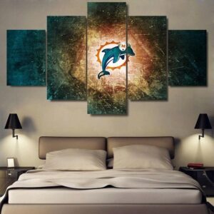 Miami Dolphins 1 - Sport 5 Panel Canvas Art Wall Decor