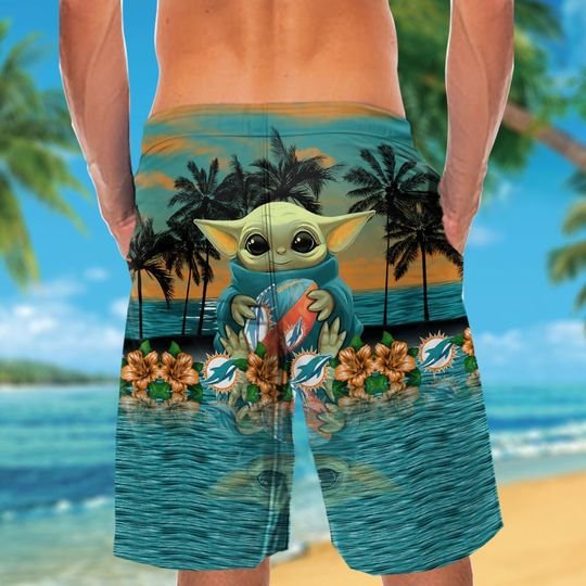 Miami Dolphins And Baby Yoda Hawaiian Shirt Short Miami Dolphins And Baby Yoda Hawaiian Shirt Short