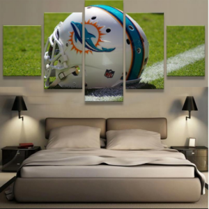 Miami Dolphins Helmet - Sport 5 Panel Canvas Art Wall Decor