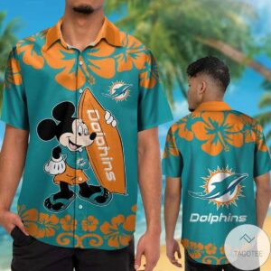 Miami Dolphins & Mickey Mouse Hawaiian Shirt