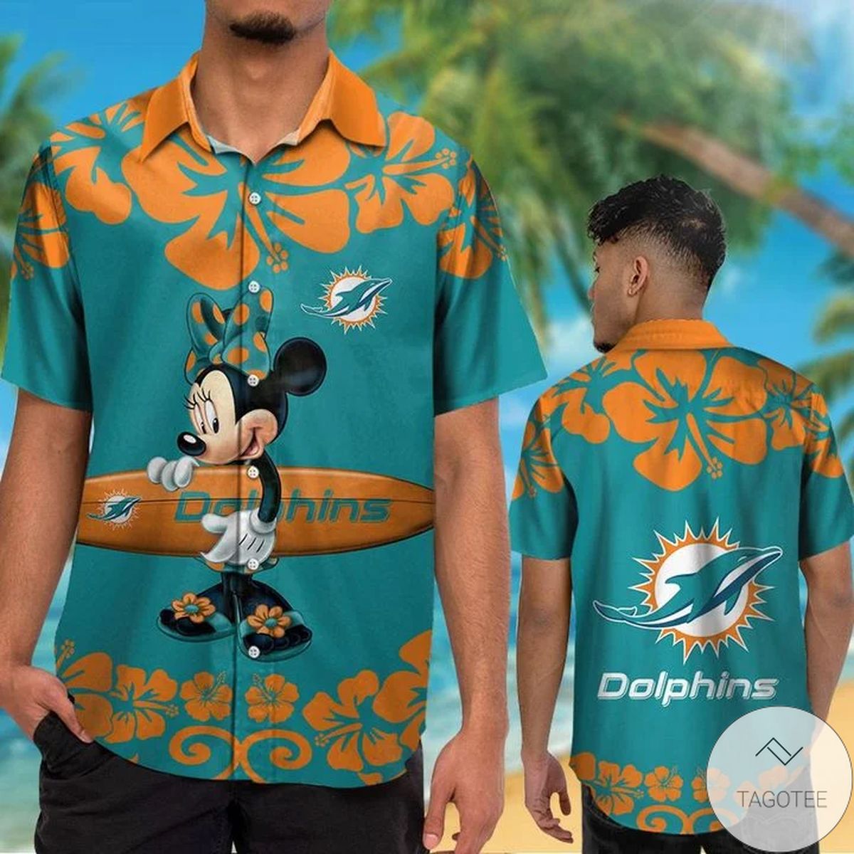 Miami Dolphins & Minnie Mouse Hawaiian Shirt Miami Dolphins & Minnie Mouse Hawaiian Shirt