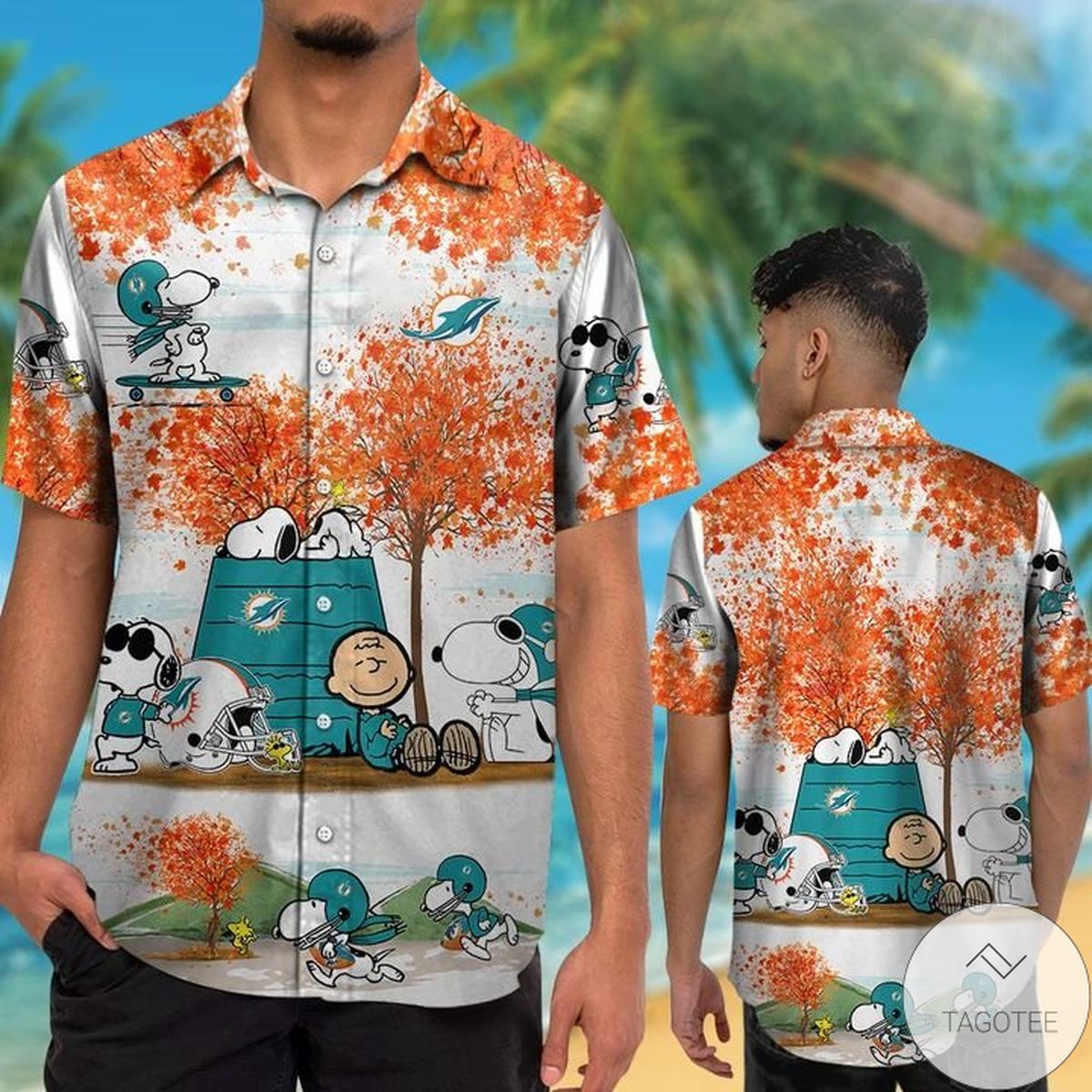 Miami Dolphins Snoopy Autumn Hawaiian Shirt Miami Dolphins Snoopy Autumn Hawaiian Shirt