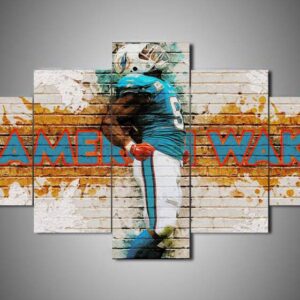 Miami Dolphins - Cameron Wake - Sport 5 Panel Canvas Art Wall Decor