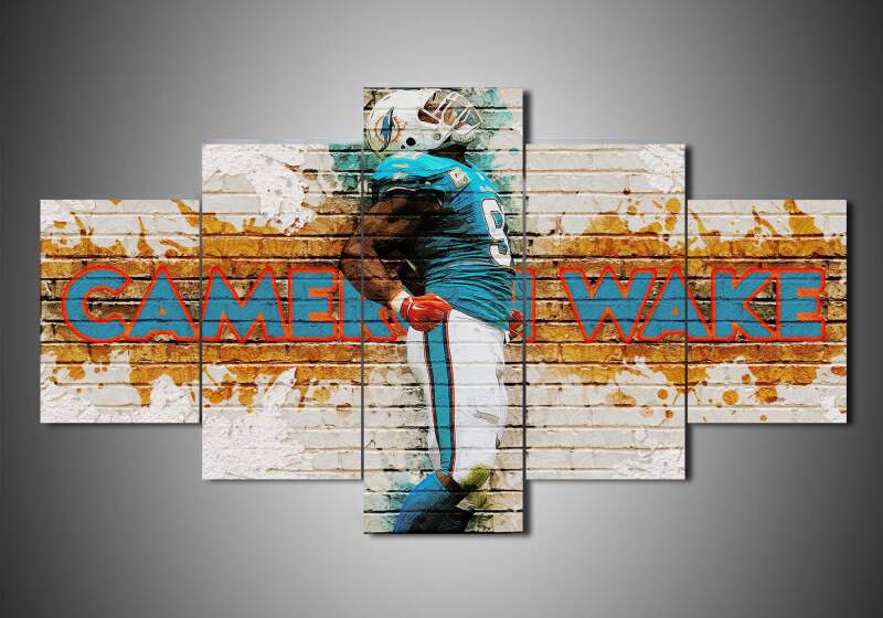 Miami Dolphins - Cameron Wake - Sport 5 Panel Canvas Art Wall Decor Miami Dolphins - Cameron Wake - Sport 5 Panel Canvas Art Wall Decor