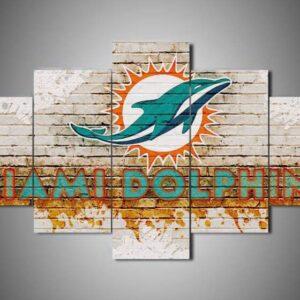 Miami Dolphins - Logo Team - Sport 5 Panel Canvas Art Wall Decor