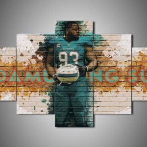Miami Dolphins - Ndamukong Suh - Sport 5 Panel Canvas Art Wall Decor