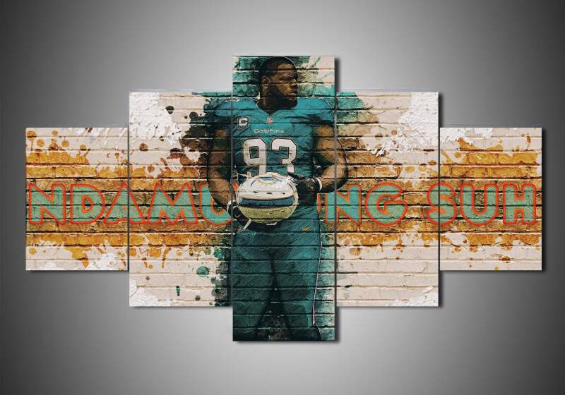 Miami Dolphins - Ndamukong Suh - Sport 5 Panel Canvas Art Wall Decor Miami Dolphins - Ndamukong Suh - Sport 5 Panel Canvas Art Wall Decor