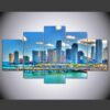 Miami Florida Cityscape Downtown - Nature 5 Panel Canvas Art Wall Decor