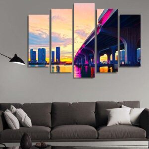Miami Florida - Nature 5 Panel Canvas Art Wall Decor
