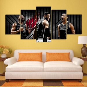 Miami Heat Player Team Sport - 5 Panel Canvas Art Wall Decor