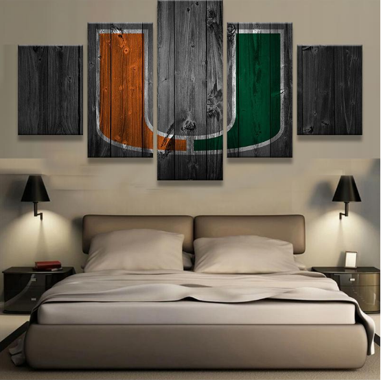 Miami Hurricanes 1 - Sport 5 Panel Canvas Art Wall Decor Miami Hurricanes 1 - Sport 5 Panel Canvas Art Wall Decor