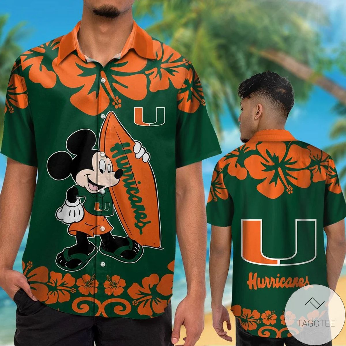 Miami Hurricanes & Mickey Mouse Hawaiian Shirt Miami Hurricanes & Mickey Mouse Hawaiian Shirt