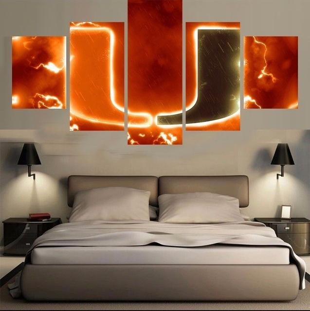 Miami Hurricanes - Sport 5 Panel Canvas Art Wall Decor Miami Hurricanes - Sport 5 Panel Canvas Art Wall Decor