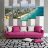 Miami Shore Beach - Space 5 Panel Canvas Art Wall Decor