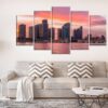 Miami Usa City Sunrises - Nature 5 Panel Canvas Art Wall Decor