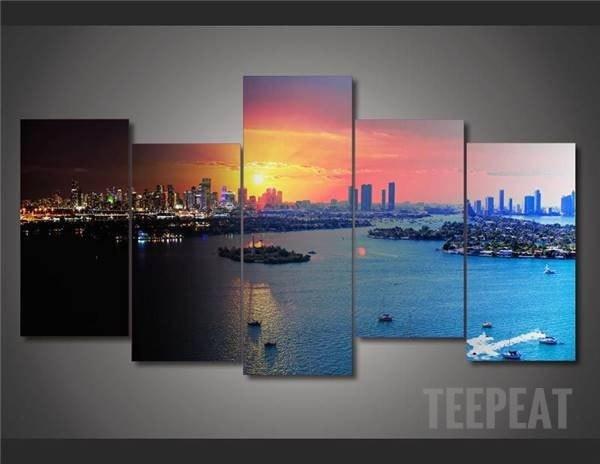 Miami - Nature 5 Panel Canvas Art Wall Decor Miami - Nature 5 Panel Canvas Art Wall Decor