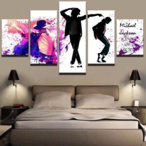 Michael Jackson Music King Of Pop Abstract - Music 5 Panel Canvas Art Wall Decor