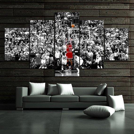 Michael Jordan 02 - Famous Person 5 Panel Canvas Art Wall Decor Michael Jordan 02 - Famous Person 5 Panel Canvas Art Wall Decor