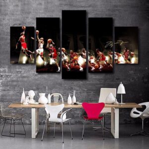 Michael Jordan Basketball 1 - Sport 5 Panel Canvas Art Wall Decor