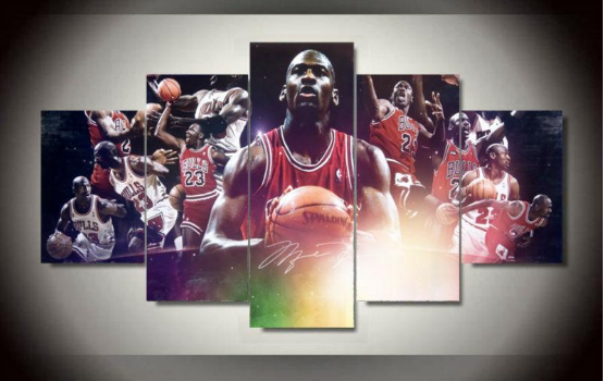 Michael Jordan Basketball - Sport 5 Panel Canvas Art Wall Decor Michael Jordan Basketball - Sport 5 Panel Canvas Art Wall Decor