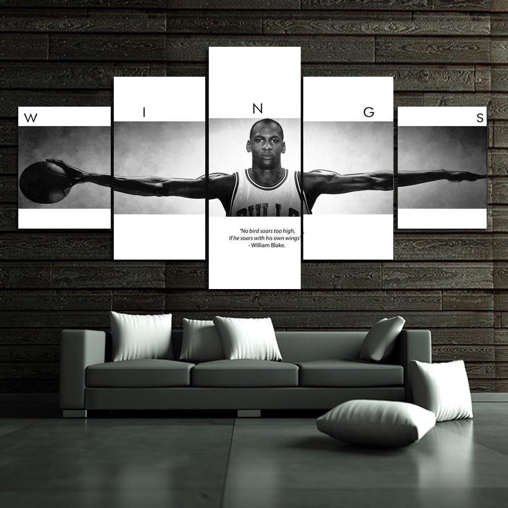 Michael Jordan Wings Autographed Poster Celebrity - 5 Panel Canvas Art Wall Decor Michael Jordan Wings Autographed Poster Celebrity - 5 Panel Canvas Art Wall Decor