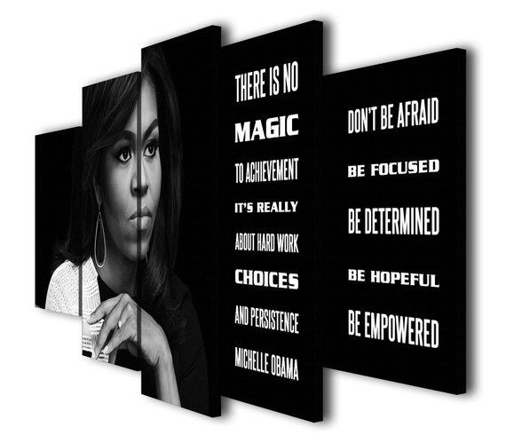 Michelle Obama - Famous Person 5 Panel Canvas Art Wall Decor Michelle Obama - Famous Person 5 Panel Canvas Art Wall Decor