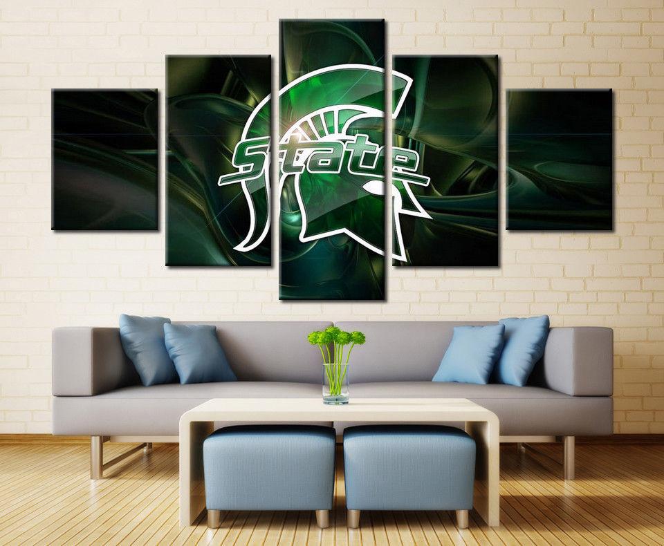 Michigan State Spartans Sport - 5 Panel Canvas Art Wall Decor Michigan State Spartans Sport - 5 Panel Canvas Art Wall Decor