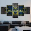 Michigan Wolverines Barnwood Sport - 5 Panel Canvas Art Wall Decor