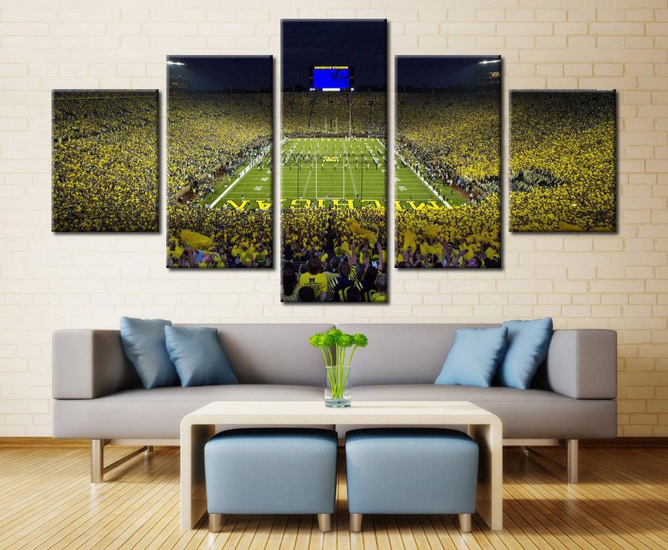 Michigan Wolverines Big House - Sport 5 Panel Canvas Art Wall Decor Michigan Wolverines Big House - Sport 5 Panel Canvas Art Wall Decor