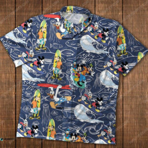 Mickey And Friends Donald Surfing Disney Cartoon Movie Hawaiian Shirt