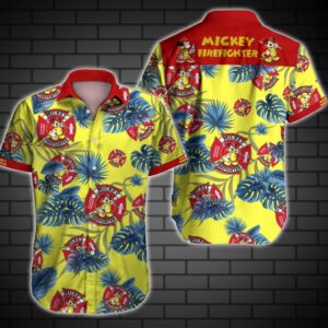 Mickey Firefighter Hawaiian Shirt Summer Button Up