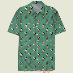 Mickey Mouse Blue Green Monogram Hawaiian Shirt