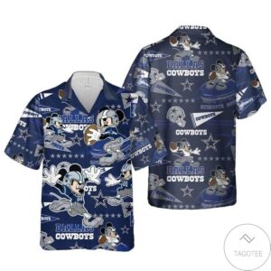 Mickey Mouse Dallas Cowboy Rugby Hawaiian Shirt