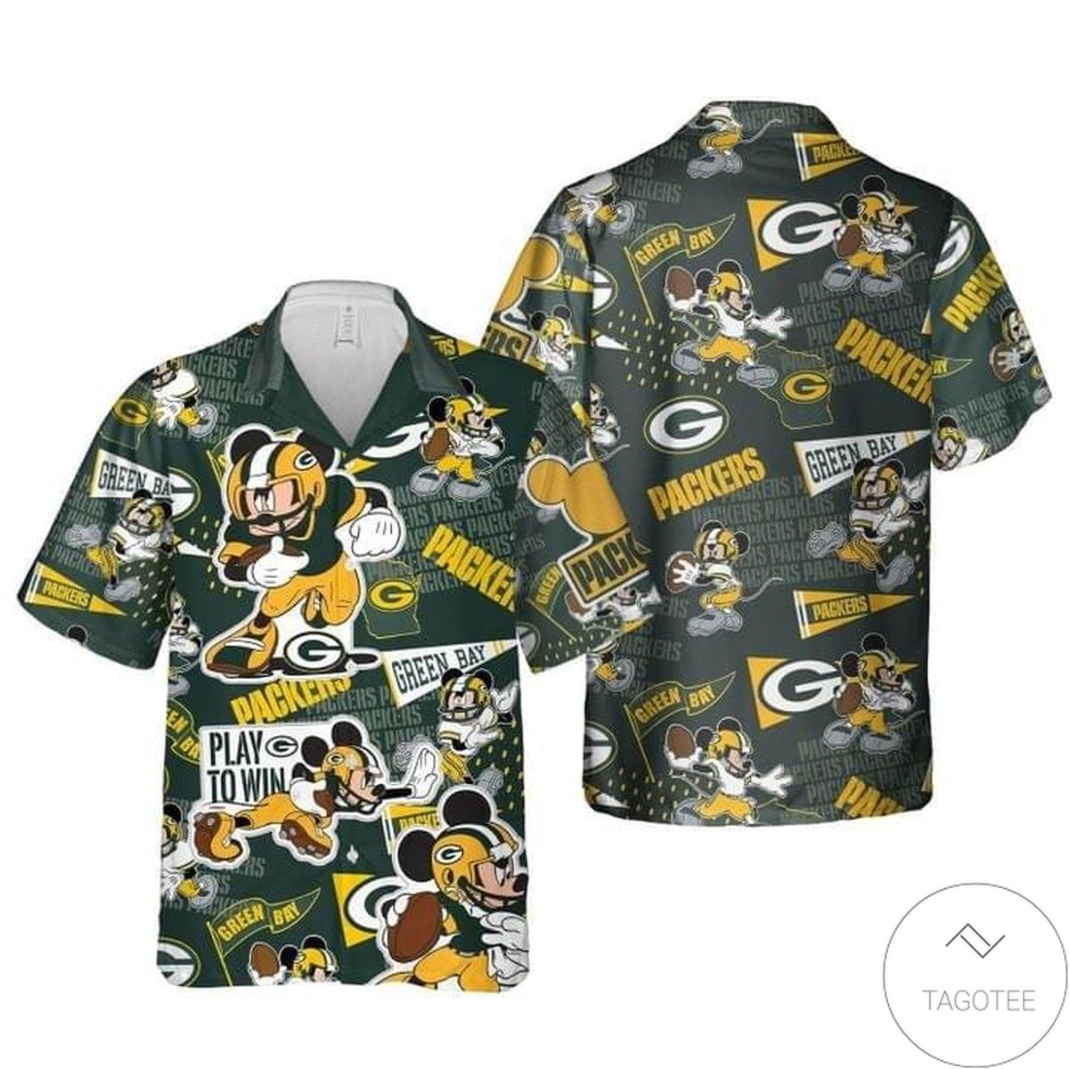Mickey Mouse Green Bay Packer Play To Win Hawaiian Shirt Mickey Mouse Green Bay Packer Play To Win Hawaiian Shirt