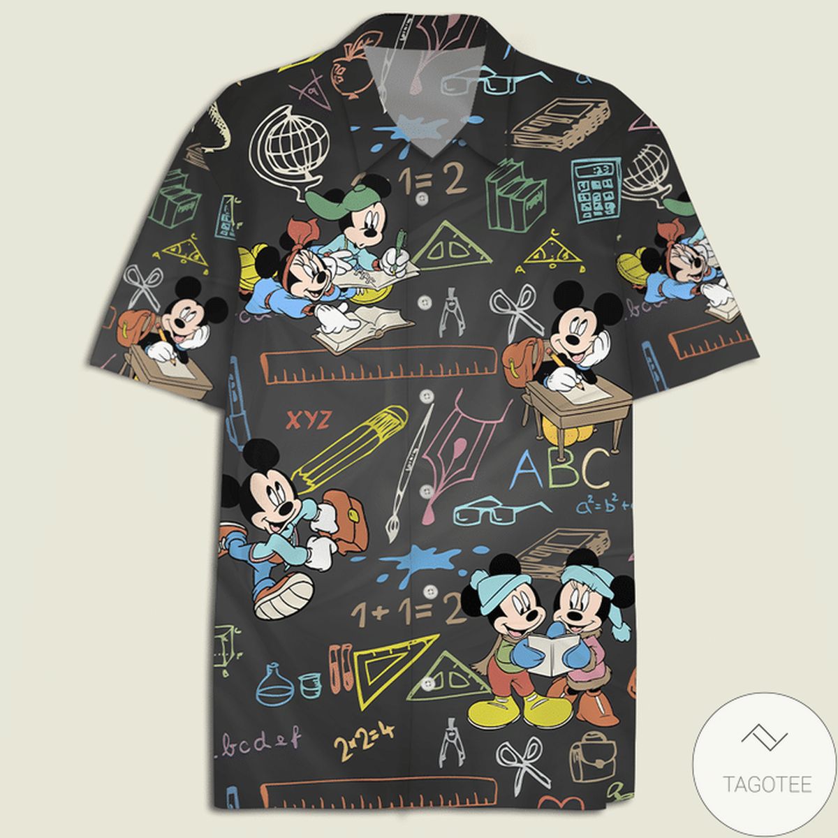Mickey Mouse Multicolor Chalkboard Hawaiian Shirt Mickey Mouse Multicolor Chalkboard Hawaiian Shirt