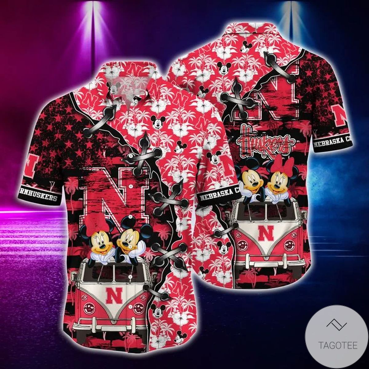 Mickey Mouse Nebraska Cornhuskers Ncaa Hawaiian Shirt Mickey Mouse Nebraska Cornhuskers Ncaa Hawaiian Shirt