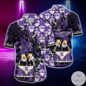 Mickey Mouse Northwestern Wildcats Ncaa Hawaiian Shirt