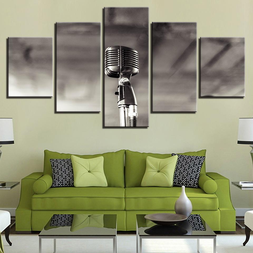 Microphone Pictures Rock - Music 5 Panel Canvas Art Wall Decor Microphone Pictures Rock - Music 5 Panel Canvas Art Wall Decor