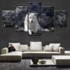 Midnight Wolf - Animal 5 Panel Canvas Art Wall Decor