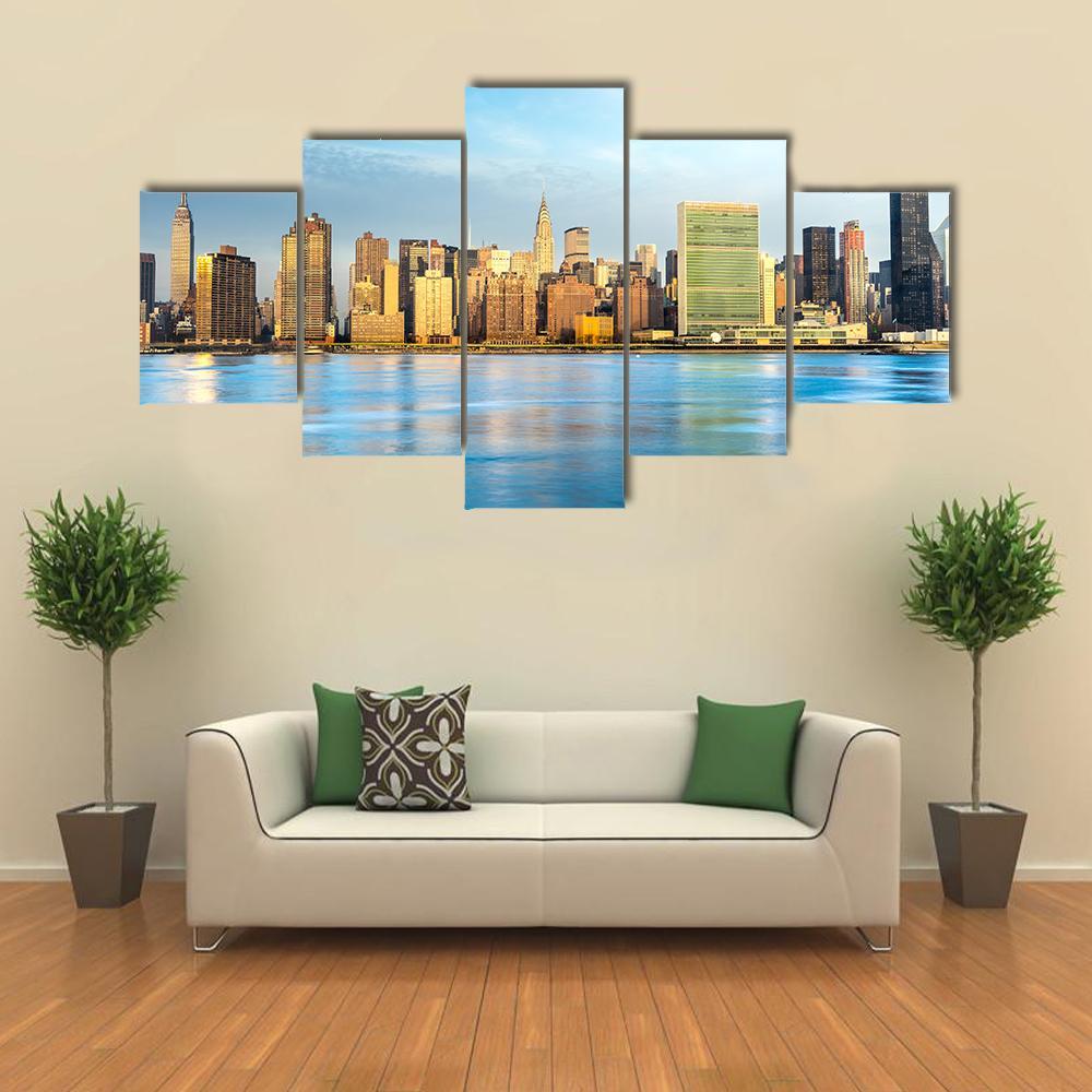 Midtown Manhattan Skyline - Nature 5 Panel Canvas Art Wall Decor Midtown Manhattan Skyline - Nature 5 Panel Canvas Art Wall Decor