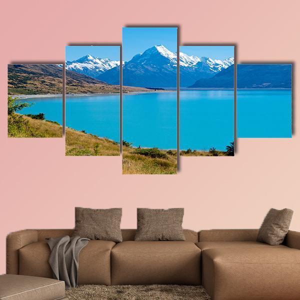 Mighty Aoraki Mount Cook Towering Over Glacial Lake - Nature 5 Panel Canvas Art Wall Decor Mighty Aoraki Mount Cook Towering Over Glacial Lake - Nature 5 Panel Canvas Art Wall Decor