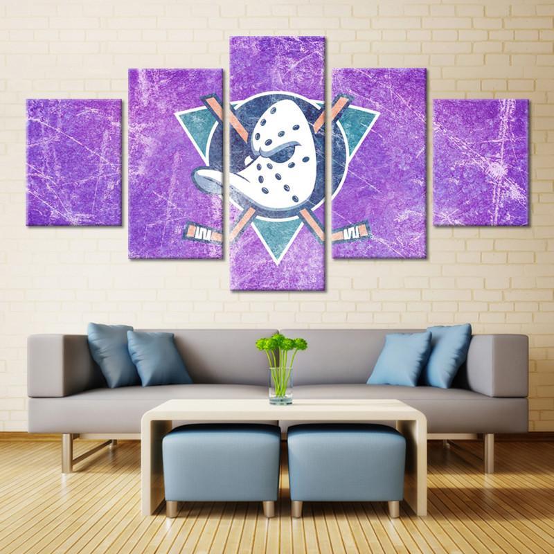 Mighty Ducks Of Anaheim Nhl Team Purple - Sport 5 Panel Canvas Art Wall Decor Mighty Ducks Of Anaheim Nhl Team Purple - Sport 5 Panel Canvas Art Wall Decor
