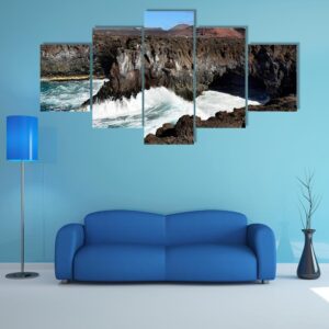 Mighty Surge Of Waves On The Natural Spectacle - Nature 5 Panel Canvas Art Wall Decor