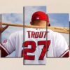 Mike Trout 27 Of Los Angeles Angels Team Baseball - 5 Panel Canvas Art Wall Decor